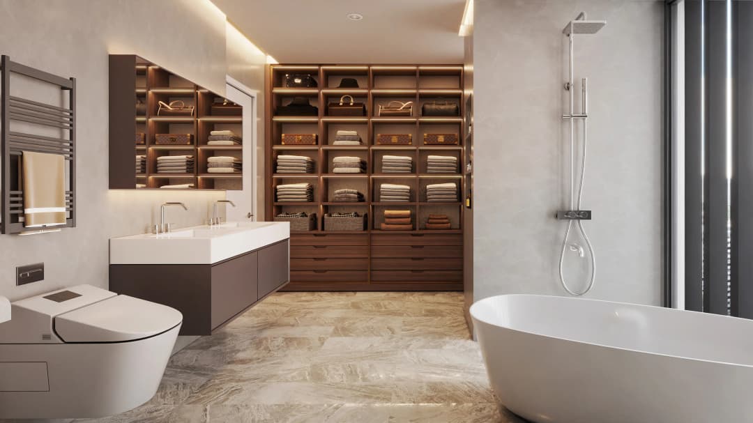 Impeccable five-fixture Bathroom