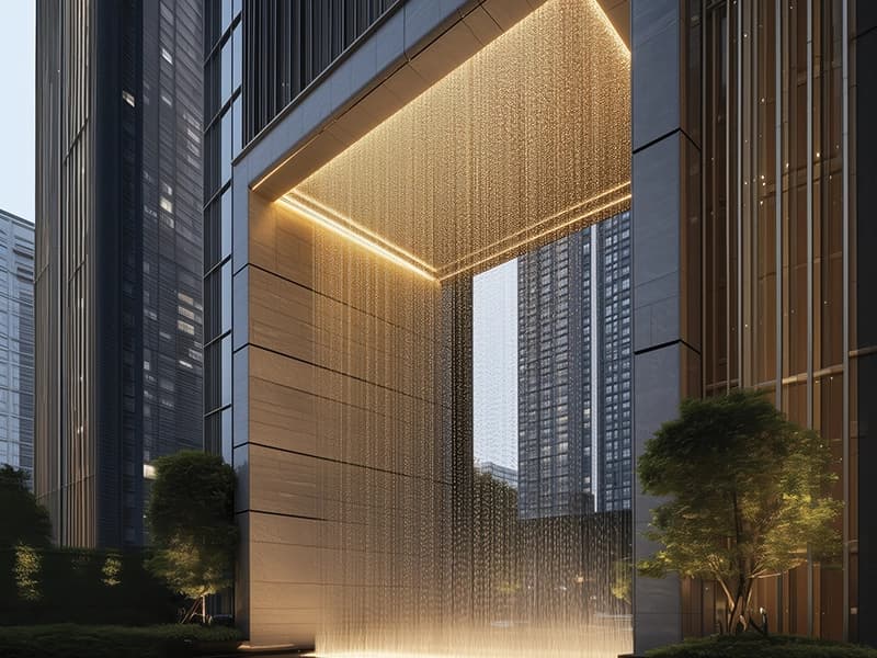 Water Curtain with Feature Wall at Tower Drop Off